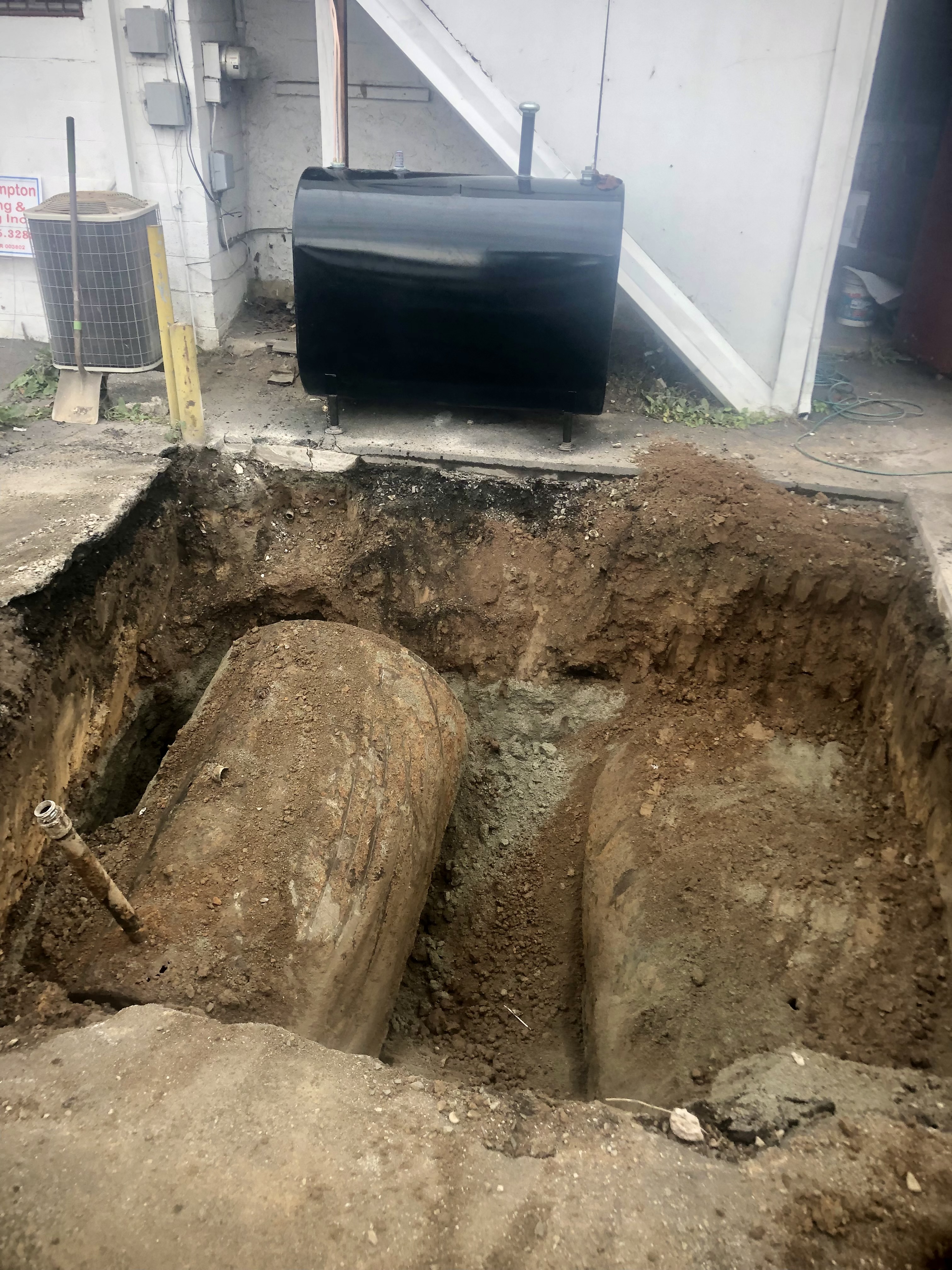 Tank removal equipment on site